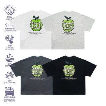 SeedClub白標（蘋果短袖）索羅娜蘋果文化白墨透氣康麗印花短袖T