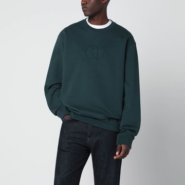 Green brushed cotton jersey sweatshirt