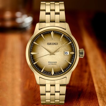SEIKO 精工 PRESAGE系列 啤酒雞尾酒 金棕色漸層 機械腕錶 (SRPK48J1/4R35-01T0F)