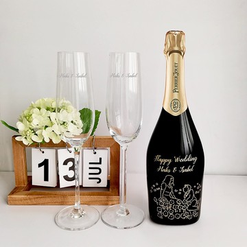 訂製簡萌畫風PJ巴黎之花香檳&Bottega香檳杯套裝