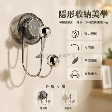桃園出貨 雙球吸盤掛鉤免打孔強力承重浴室門後玄關收納架透灰透明1入2入3入組