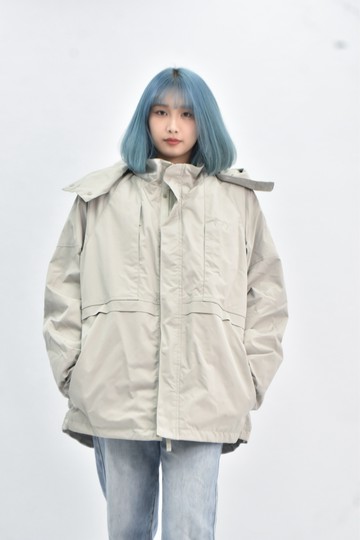 (2XL) waterproof 連帽灰色外套
