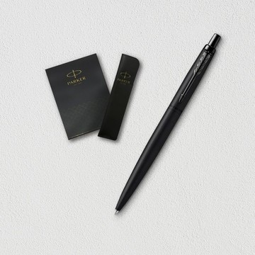 【PARKER】 喬特XL黑桿黑夾 限定原子筆 真皮筆套禮盒 客製化刻字