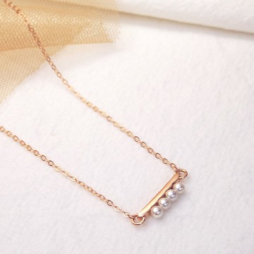 三重奏Trio 施華洛世奇珍珠項鍊(玫瑰金)