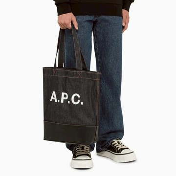 A.P.C tote bag 丹寧拚黑皮 托特包