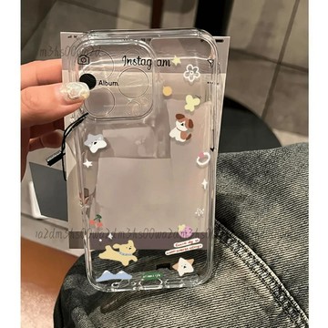 花花小狗適用蘋果16手機殼15全包14卡通13透明7/8軟殼x/xr個性12