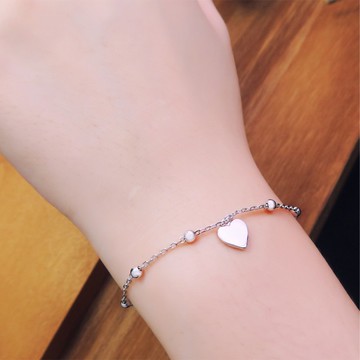 浪漫心光 愛心 925純銀手鍊 白K金 玫瑰金 女生手鍊