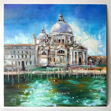 Venice Italy Oil Painting Original Wall Art on Canvas panel.
