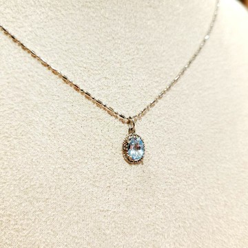 小時光x覓品竹北手作店-天然海藍寶石925銀鍊