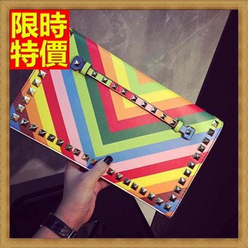 手拿包 真皮女包包-絢爛彩色個性鉚釘女信封包68k50【獨家進口】【米蘭精品】