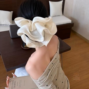 ❗尾貨清倉❗超大號香蕉夾新款香蕉夾木耳邊褶皺亮紗精緻氛圍馬尾 髮夾 頭飾