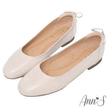 🧨買就贈會員點數200點🧨Ann’S後馬甲蝴蝶結 小羊皮平底娃娃鞋1.5cm-米白