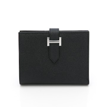 Hermes Bearn雙折短夾(黑/銀) (H039790CK89)