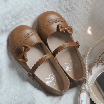 小圓典 原創lolita鞋日系圓頭復古小皮鞋平底lo鞋瑪麗珍軟底單鞋