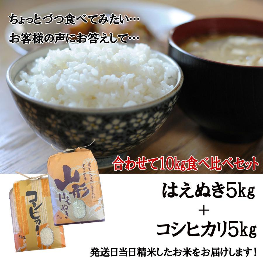 令和5年産 新米 送料無料 山形県産 はえぬき 5kg こしひかり 5kg 計10kg 食べ比べセット コシヒカリ 白米 10キロ 十キロ