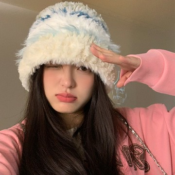 毛帽 毛線帽 針織帽 包頭帽 加厚毛絨絨針織帽子女秋冬款防寒毛線帽保暖護耳顯臉小韓版大頭圍