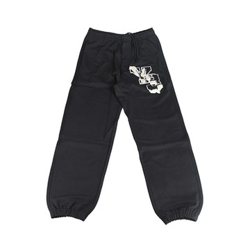 Y-3徽章布貼LOGO純綿質3口袋束帶伸縮拉鍊門襟設計休閒長褲(黑)