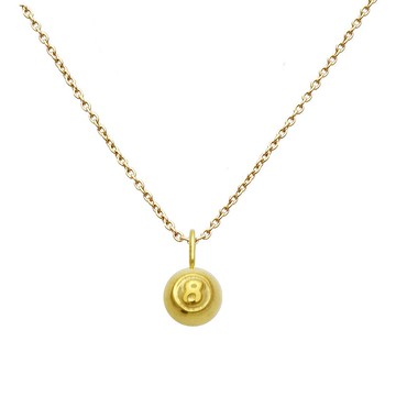 撞球 男士項鍊/K18金/送禮給男性/免運/日本製造/fc272