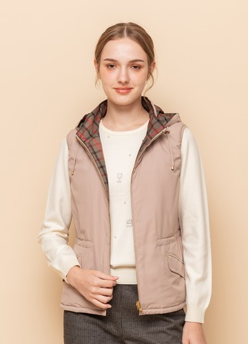 英倫時尚格紋雙面穿鋪棉背心