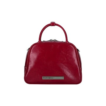 【MARHEN.J】 Betty 復古名伶皮革保齡球包 (褐紅色/黑色/奶油駝)_韓星私著愛用款