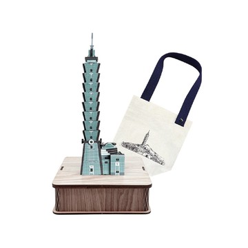【DIY手作】模型禮盒-台北101+印花手提袋 東堂 收藏品 立體拼圖