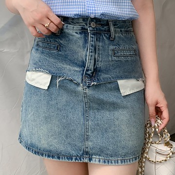 【USC62473】231025假兩件牛仔A字裙