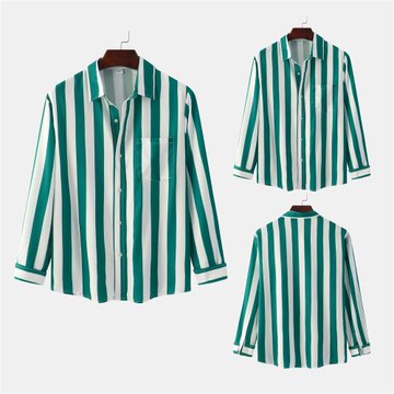 2023春夏男士條紋襯衣大碼襯衫 Men's large loose striped shirt