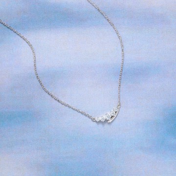 【Isha Jewelry】嘴角彎彎 鋯鑽星軌純銀項鍊 弧形排鑽鎖骨鍊 修飾臉型