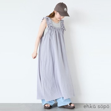 ehka sopo 2WAY前後兩穿甜美荷葉邊抽繩綁帶洋裝