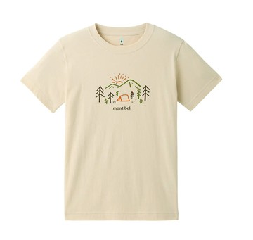 【【蘋果戶外】】mont-bell 2104750 IV 象牙白【兒童款】PEAR SKIN COTTON T 短T 棉T 防曬 山晨