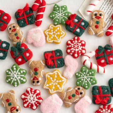 Hromeo 圣誕羊毛氈小配件手工diy花環圣誕樹配件材料包圣誕裝飾品