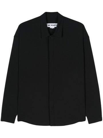 Sunnei - logo-tag knitted shirt - unisex - Polyester/Virgin Wool/Elastane - M - Black