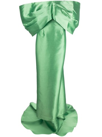 Solace London - The Delphina off-shoulder maxi dress - women - Polyester/Polyester/Elastane - 6 - Green