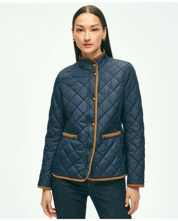 Brooks Brothers Women's Water-Repellant Quilted Jacket | Navy | Size Large