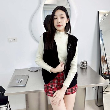 HONOR百搭麻花紋理拉鍊針織背心外套-黑