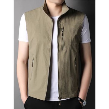 春夏休閑工裝男士透氣薄款馬甲戶外運動釣魚背心男裝速干馬夾外套