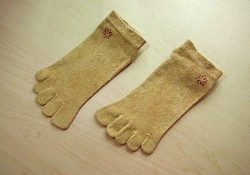 五指大麻襪 腳踝襪 弁柄染 蓮花圖樣 M 尺寸 25-27cm