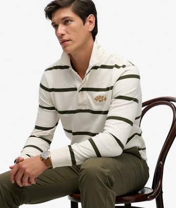 Superdry Men's Vintage Athletic Stripe Rugby Top Size: L