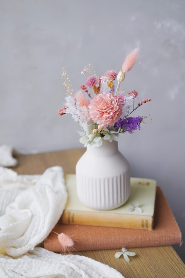 〔天蠍座1+1生日快樂〕✨永生花束+花瓶超值禮盒【GOODLILY flower】柔粉紫 生日 告白 乾燥花