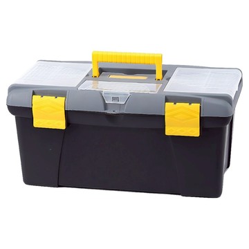 YOYOKI 專業用16吋強化雙層工具箱 黑色  1個  大(400 x 240 x 196mm)