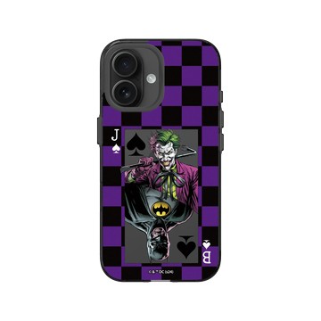 iPhone 16 Clear (相機按鈕) 酷墨灰 - Joker - 小丑與蝙蝠俠撲克牌 - 棋盤風格