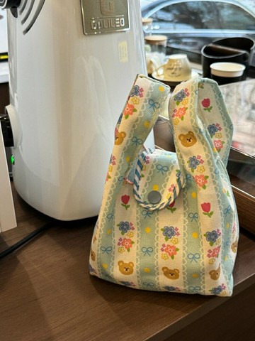 2024新款百搭手提便當包可愛小清新上班族飯盒包手拎帆布通勤包女【淘夢屋】