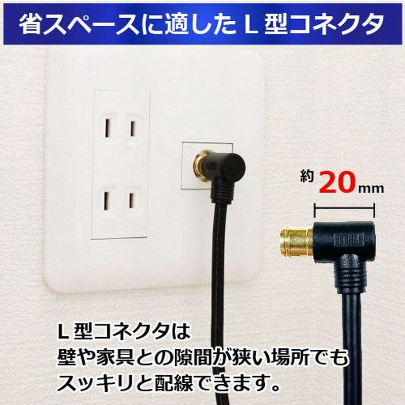 アンテナケーブル 3m 同軸 S-4C-FB L型 - F型(ネジ式) 4K 8K