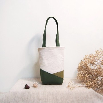 現貨自然原質系棉布環保飲料手提袋水壺袋-青山綠