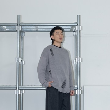 刷破造型素面針織毛線上衣 三色售 M/L