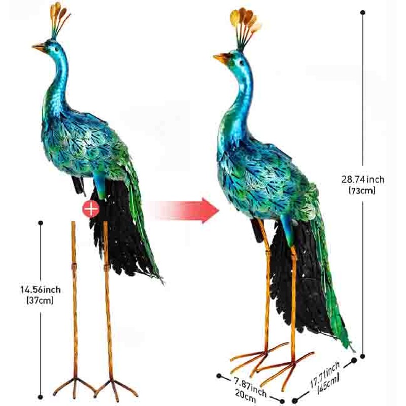 屋内外用 メタルアート孔雀(ピーコック) 芝生裏庭 リビングルーム パーティー結婚式の装飾用ソーラーライト 彫刻 彫像（輸入品） |  LINEショッピング
