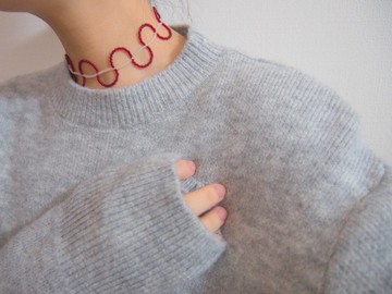 波浪 珠飾頸鍊 珠飾項鍊 【 masquerade  】 透明紅 透明