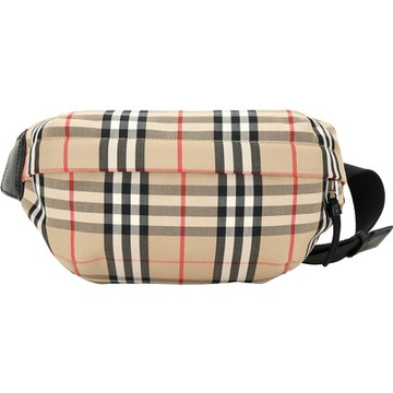 BURBERRY 巴寶莉  Vintage 中型 經典格紋胸肩背/腰包(典藏米)