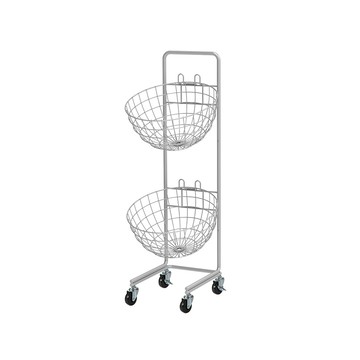 【日本霜山】復古風移動式雙層置物收納籃架