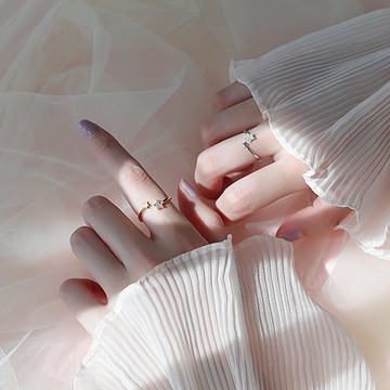 S925純銀流星情侶戒指一對小眾設計簡單大方食指尾戒男女指環開口